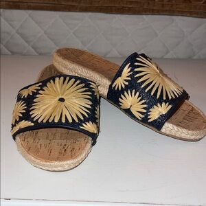 Jack Rogers Black and Tan Floral Sandals